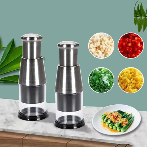 Manual Garlic Chopper Manual Onion Masher Handheld Food Chopper Slicer Vegetable Cooking Crusher Kitchen Vegetable Slicer Tool - Image 4