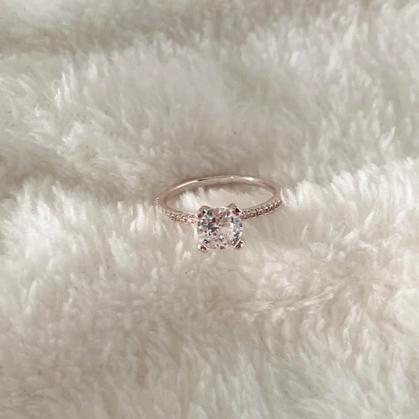 Lxalry Platinum Rhinestone Ring – 4-Claw Double Stone, Handmade Lightweight Jewelry for Day to Night - Image 3