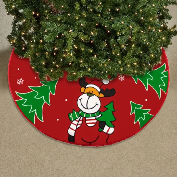 60Cm Christmas Tree Skirt Snowman Santa Claus Red Xmas Tree Ornaments Xmas Tree Skirts Mat Winter Holiday Tree Mat Decoration - Image 3