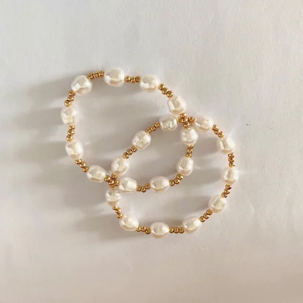Lxalry White Pearl Bracelet – Handmade Adjustable, Stackable Minimalist Jewelry for Everyday & Special Occasions