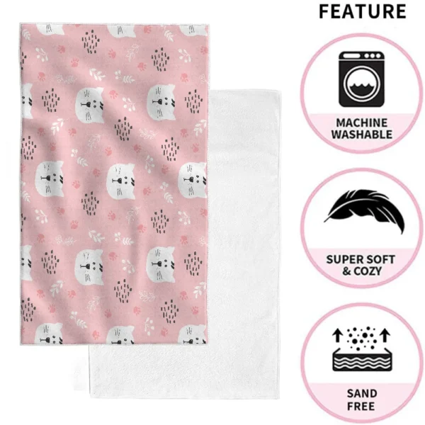 Kawaii Cat Pattern Towel Luxury Bathroom Hand Towels Cotton and Microfiber Back Personalized Gift Towel - Image 3