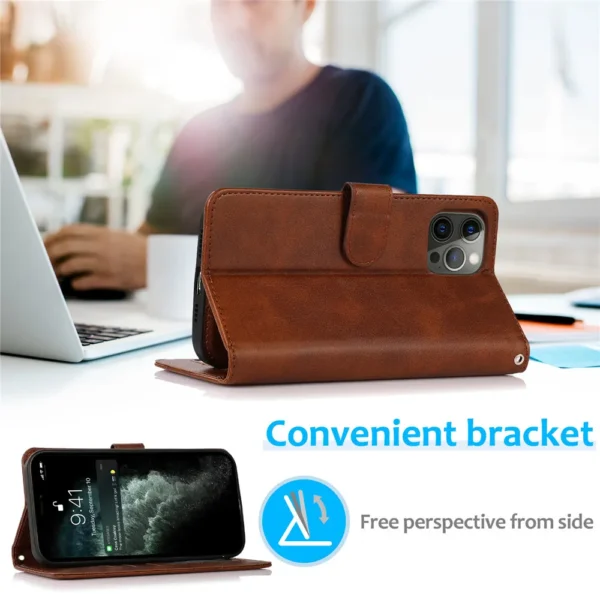 Business Magnetic Leather Protect Cover For iPhone 11 12 13 14 15 16 Pro Max Mini XR XS 8 7 Plus SE 2020 Stand Flip Wallet Case - Image 3