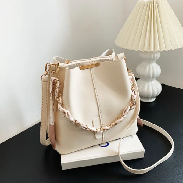 Ladies Solid Color Pu Leather Bag Versatile Fashion Metal Chain Strap Shoulder Bag Womens Purses And Handbags Work Tote Bags - Image 3