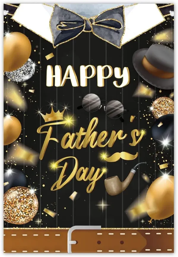 Black Gold Happy Father’s Day Garden Flag, Crown Necktie Eyeglass Cap Sign Father's Day Decorations,Best Dad Father's Da KKL