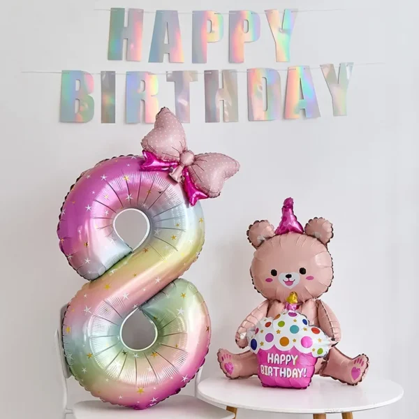 40 inch Dreamy Galaxy Gradient Number Mini Bow Sparkle Glitter Cake Topper Birthday Party Decor Baby Shower Wedding Photo Prop - Image 2