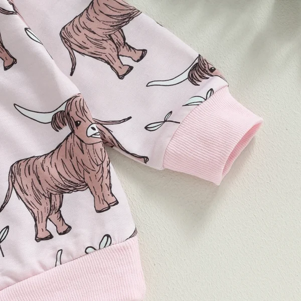 Citgeett Autumn Toddler Baby Girls Clothes Cow Print Long Sleeve Sweatshirt and Casual Pants Set Outfit Suit - Image 6