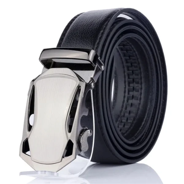 New Men's Automatic Buckle Belts PU Leather No Buckle Waist Belts Gold Silver Men Alloy Casual Strap Jeans Belt Waistband 120cm - Image 3