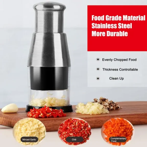 Manual Garlic Chopper Manual Onion Masher Handheld Food Chopper Slicer Vegetable Cooking Crusher Kitchen Vegetable Slicer Tool - Image 2
