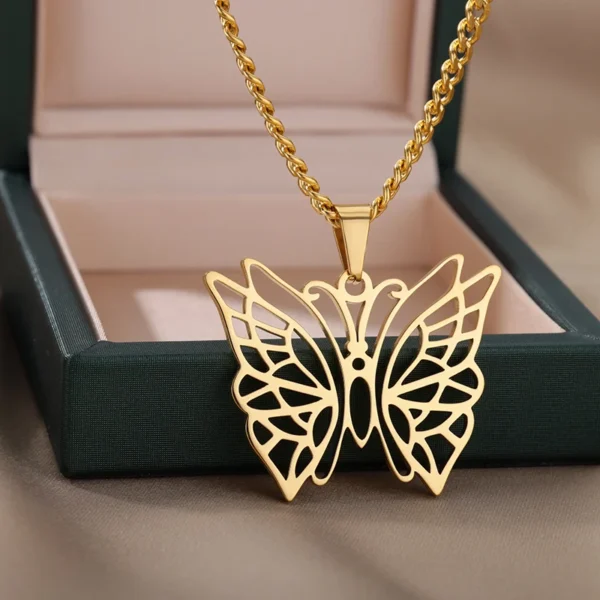 Stainless Steel Butterfly Pendants Necklaces for Women Goth Fashion Gold Color Choker Necklace Aesthetic Wedding Jewelry Gift - Image 2