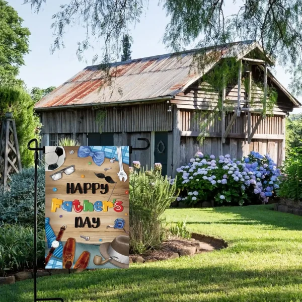 Retro Happy Fathers Day Garden Flag,Father’s Day Garden Flag for Family Dad Daddy Papa Grandpa Best Parent Grandparent Small KKL - Image 4