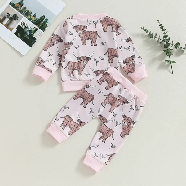 Citgeett Autumn Toddler Baby Girls Clothes Cow Print Long Sleeve Sweatshirt and Casual Pants Set Outfit Suit - Image 3