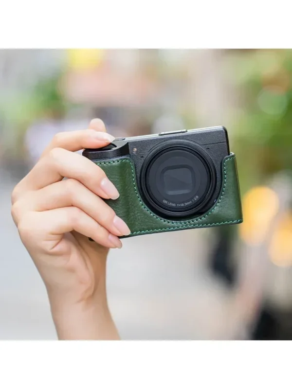 For Ricoh Gr3x handmade Protective Case Gr3 Half Leather Wrist Strap Lens Cover Grip Leather Case - Image 6