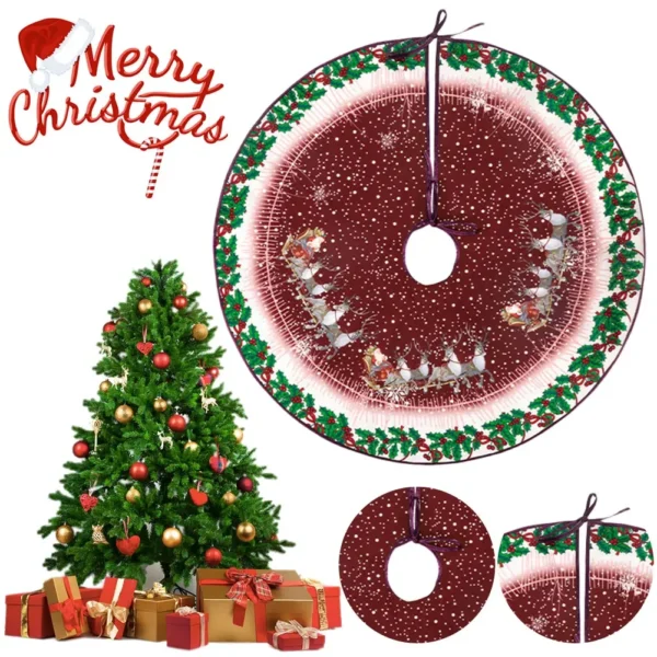 60Cm Christmas Tree Skirt Snowman Santa Claus Red Xmas Tree Ornaments Xmas Tree Skirts Mat Winter Holiday Tree Mat Decoration - Image 4