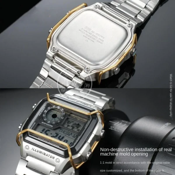 AE1200 AE1300 case Watch Bumper for Casio 3299 AE-1200 Small Square Stainless Steel Anti Collision Device Mod DIY Protection Bar - Image 3