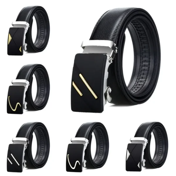 New Men's Automatic Buckle Belts PU Leather No Buckle Waist Belts Gold Silver Men Alloy Casual Strap Jeans Belt Waistband 120cm - Image 4