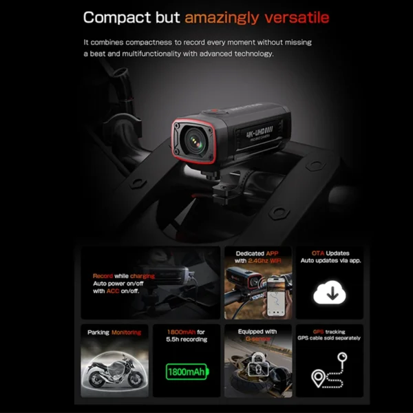 AKEEYO 710S motorcycle dash cam 4k action camera night vision 142°5.0MP IP66 HDR WDR 2K 1080p 1800mAh waterproof car black box - Image 2