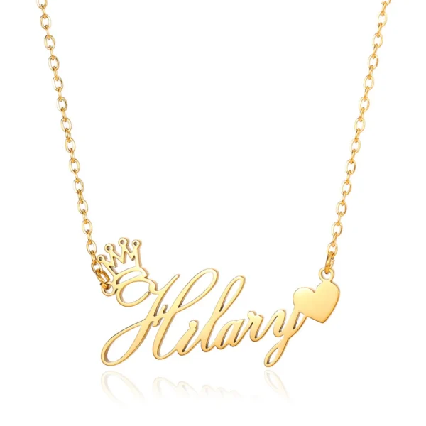 Custom Crown Name Necklace Women's Jewelry Personalized Cute Heart Nameplate Pendant Necklace Best Friends Gifts - Image 5