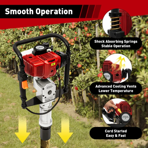 52cc Pile Driver 1900W Gasoline Two-stroke Post Driver Petrol Garden Fencing Tool Machine 55-70mm Sleeve - Image 2