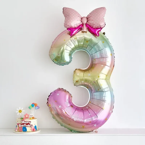 40 inch Dreamy Galaxy Gradient Number Mini Bow Sparkle Glitter Cake Topper Birthday Party Decor Baby Shower Wedding Photo Prop - Image 4