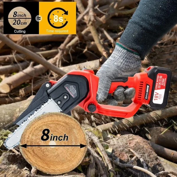 OUTIGO 8 inch brushless chainsaw with two 21v battery, portable pruning chainsaw for garden and orchard cutting - Image 2