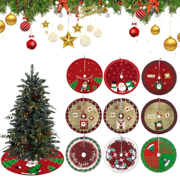 60Cm Christmas Tree Skirt Snowman Santa Claus Red Xmas Tree Ornaments Xmas Tree Skirts Mat Winter Holiday Tree Mat Decoration