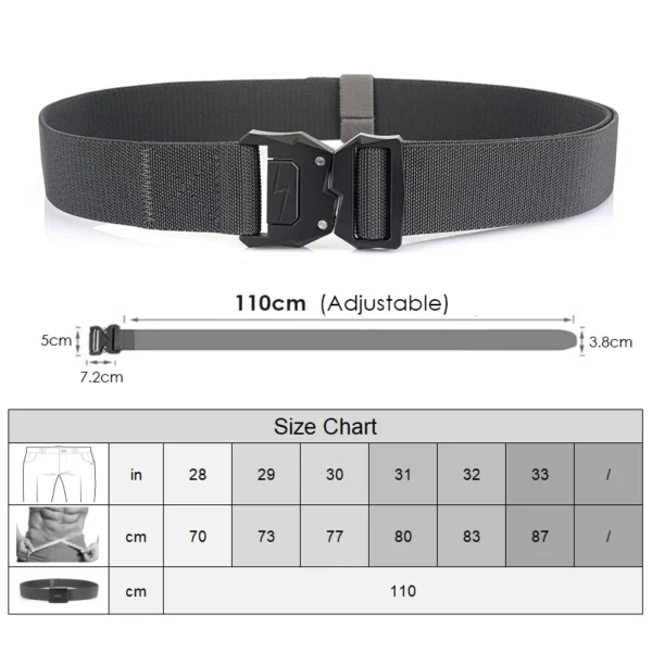 VATLTY 110cm Elastic Belt for Men Zinc Alloy Quick Release Buckle Outdoor Casual Belt Stretch Work Belt Tactical Male Girdle - Image 5