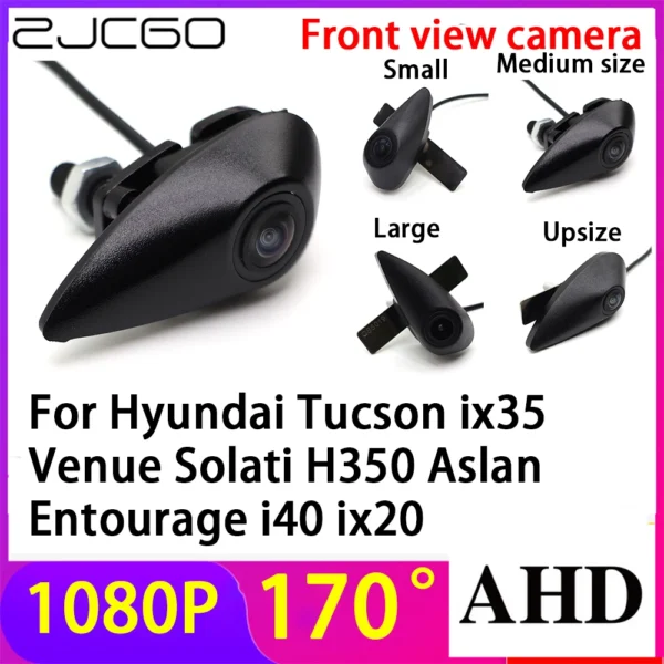 ZJCGO AHD 1080P LOGO Car Parking Front View Camera Waterproof for Hyundai Tucson ix35 Venue Solati H350 Aslan Entourage i40 ix20