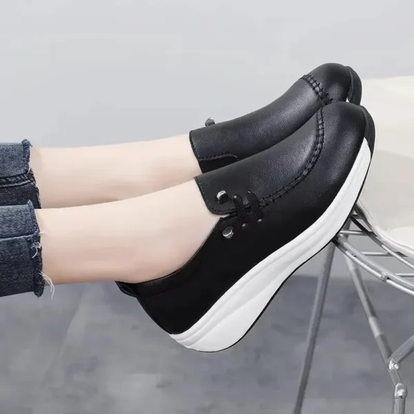 2025 Women Flats Comfortable Loafers Shoes Woman Breathable Leather Sneakers Women Fashion Black Soft Casual Shoes - Image 6