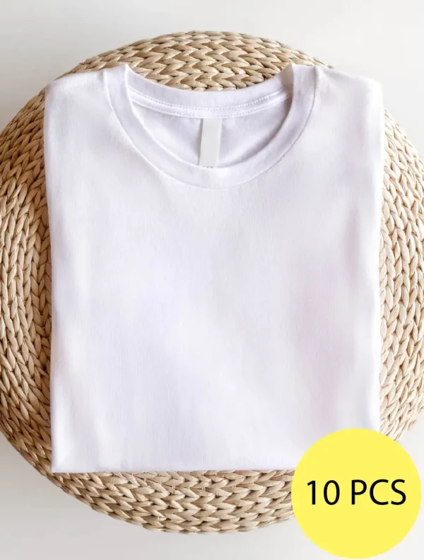 10 Plain Shirts, Bulk Plain Unisex T-Shirt, 10 Blank Unisex Tee, Wholesale Soft Plain Shirts, Plain Crew Neck Short Sleeve Tees - Image 2