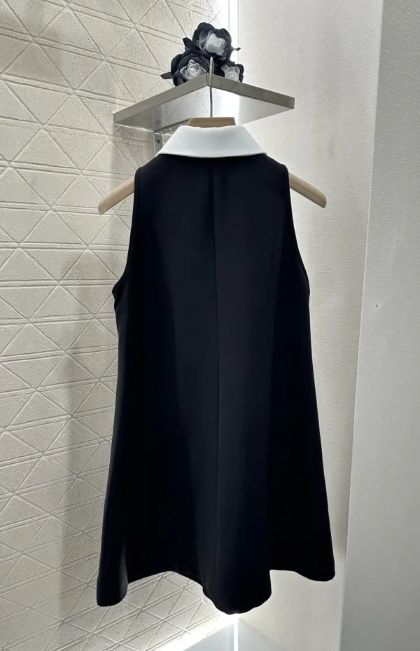 2025 Summer New Product Collar Clash Dress Made of Acetic Acid Material with Texture and Gloss, Smooth and Sleeveless WYY-25