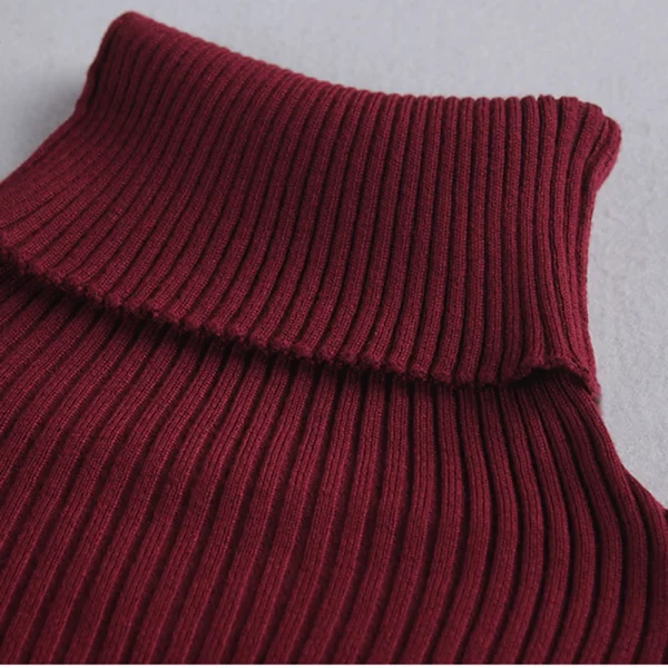 New Fashion Women Sexy Party Dress Knit Style Long Sleeve Turtleneck Winter Maxi Dress Slim Work Wear Office Dress Vestidos - Image 5