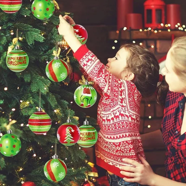 12pcs Creative Christmas Tree Balls Ornaments Plastic Hanging Shatterproof Tree Ornaments for Xmas Party Outdoor Indoor Decor - Image 4