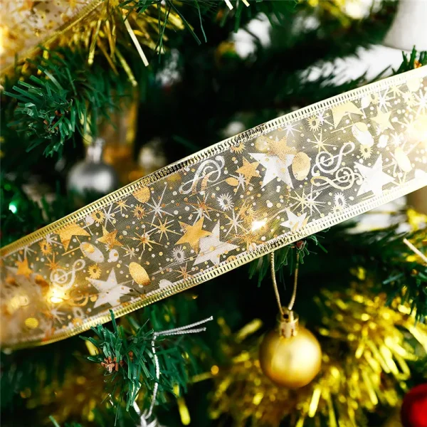 Battery Operated Christmas Ribbon with Lights Christmas Tree Accessories Indoor String Lights Decoration for Christmas New Year - Image 3