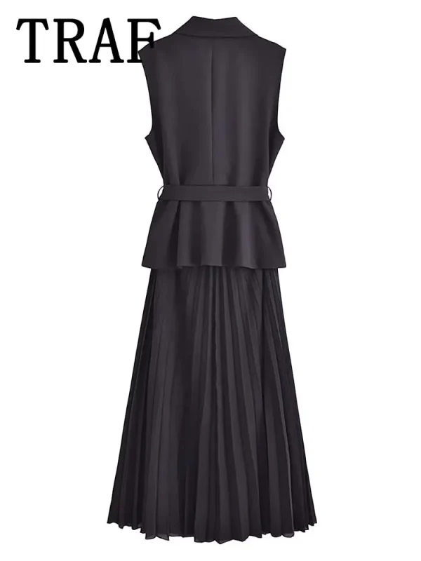 Corset Dress Women Pleated Vests Long Dresses for Women 2024 Sleeveless Office Party Dress Ruched Midi Evening Dresses - Image 3