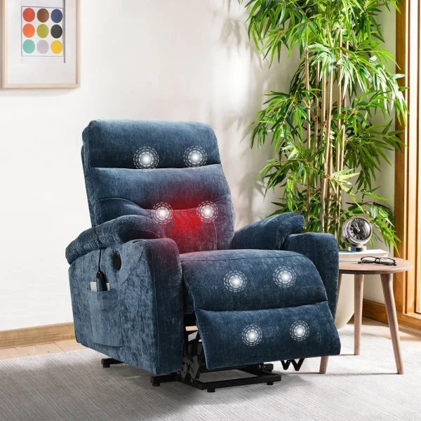 MLG Electric Power Lift Recliner Chair Sofa with Massage and Heat for Elderly,3 Positions,2 Side Pockets & Cup Holders,USB Ports