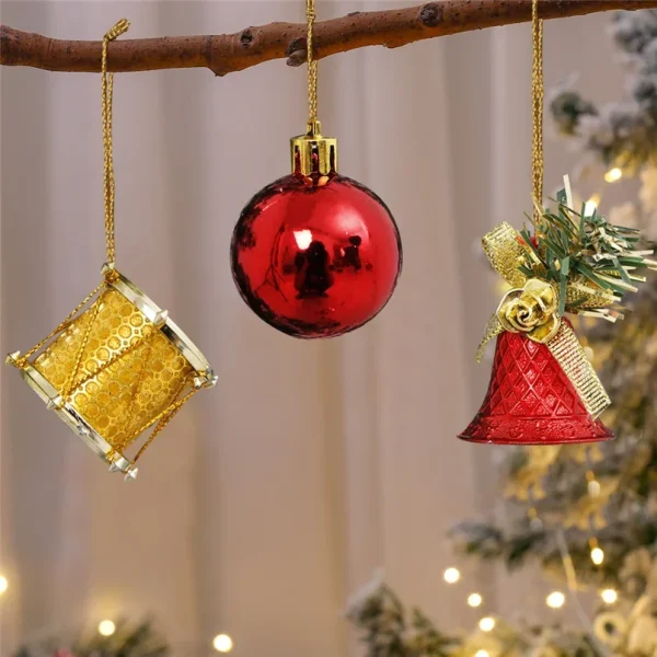 32Pcs Christmas Tree Decorations Balls Set Hanging Ball Ornaments Decor Drum Bell Pendants Box for Xmas Party Wedding Decoration - Image 2