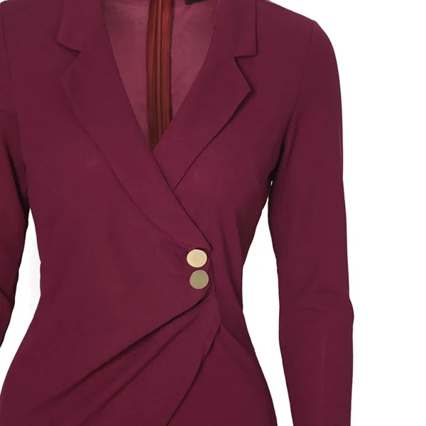 Women's Elegant Work Suit Bodycon Dresses Turn Down Casaul Formal Dress Solid Color Long Sleeve Busniess Short Dresses For Women - Image 4