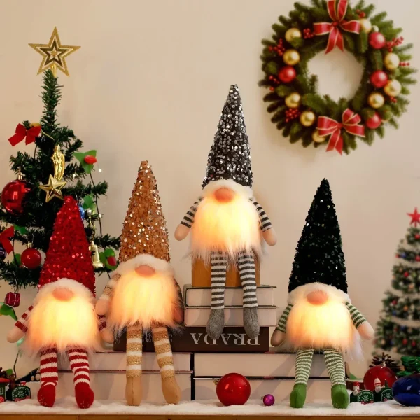 30CM Christmas Doll Elf Gnome with Led Light 2024 Christmas Decorations for Home Xmas Navidad New Year Children's Gifts - Image 5