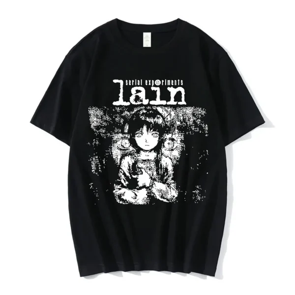 Anime Serial Experiments Lain T Shirt Men Women Graphic T Shirts Unisex Iwakura Manga Girl Sci Fi Short Sleeve Tee Tops