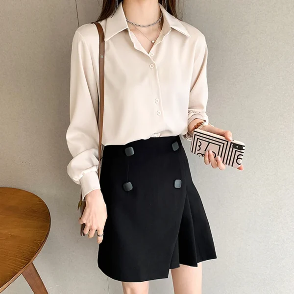 Spring Autumn Casual Chiffon Shirt Women Office Lady Shirts Fashion Female Long Sleeve Loose Solid Blouse Tops S-4XL - Image 5