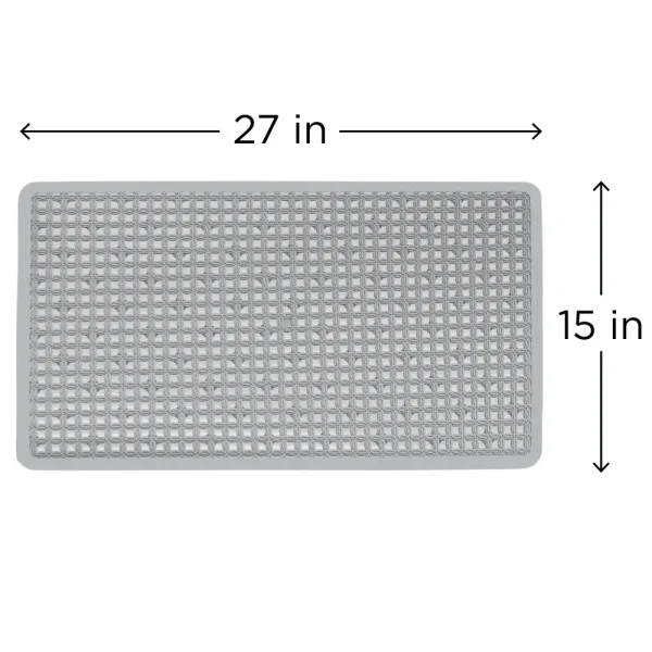 15" x 27" Mildew Resistant Soft on Feet Ring Textured Bathtub Mat with Suction Cups, Gray - Image 3
