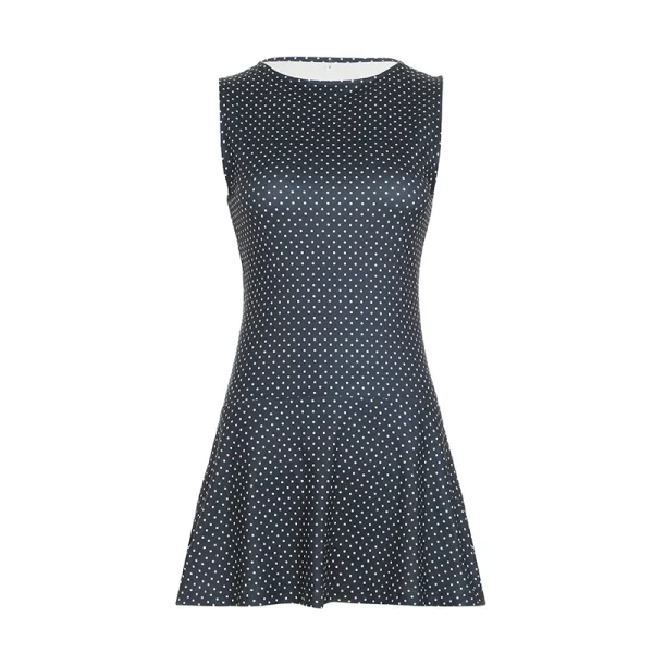 Sleeveless Short Dot Print Women Dresses Slim Fit Elegant Simple Office Lady Trendy Clothes - Image 5
