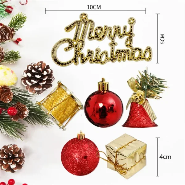 32Pcs Christmas Tree Decorations Balls Set Hanging Ball Ornaments Decor Drum Bell Pendants Box for Xmas Party Wedding Decoration - Image 3
