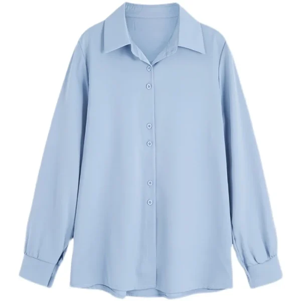 Spring Autumn Casual Chiffon Shirt Women Office Lady Shirts Fashion Female Long Sleeve Loose Solid Blouse Tops S-4XL - Image 6