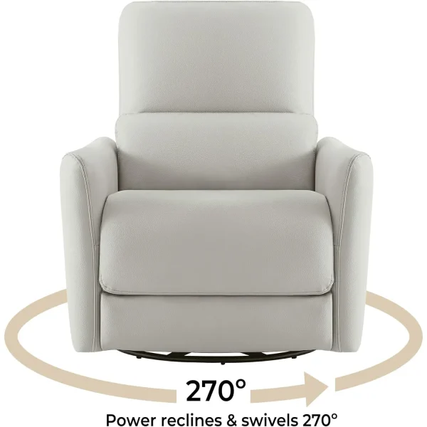 Power Recliner Chair Swivel Glider, FSC Certified Upholstered Faux Leather Living Room Nursery Reclining Sofa Chair Cream - Image 3