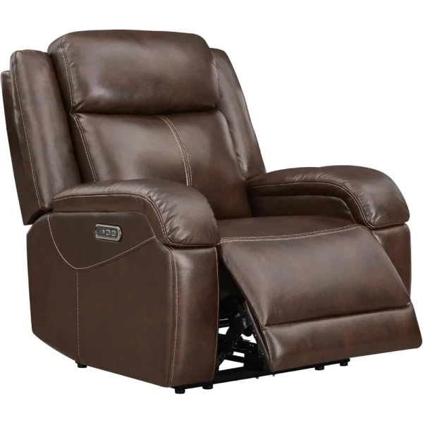 Watson & Whitely Genuine Leather Power Recliner Chairs for Adults, Wall Hugger RV Recliner with Power Headrest & Charging Ports,