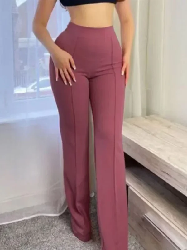 5 Colors Stylish Flare Pants Women Solid Long Drop Trousers Office Casual Female Slim Straight Bell Bottom Pants - Image 2