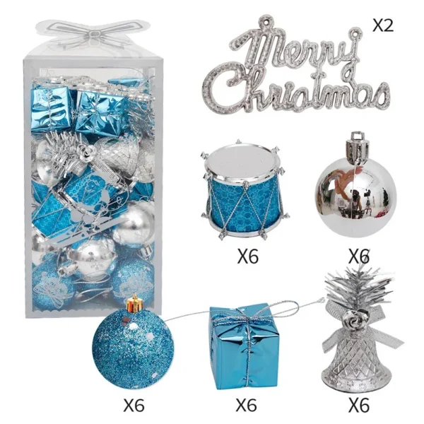 32Pcs Christmas Tree Decorations Balls Set Hanging Ball Ornaments Decor Drum Bell Pendants Box for Xmas Party Wedding Decoration - Image 6