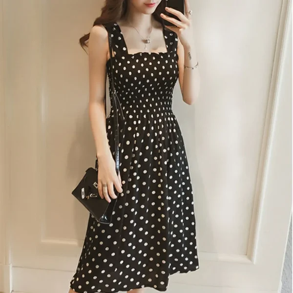 Sexy Off Shoulder Polka Dots Midi Dress Women 2024 Summer Casual High Waist Elegant Office Laides Dresses For Women - Image 5