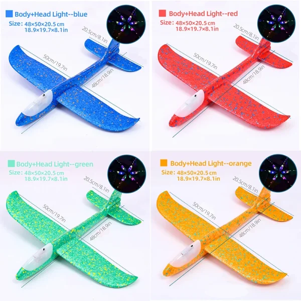 33/50CM Big Flash Glider Foam Plane Hand Throw Light Inertial AirPlane Outdoor Launch Fun of Kids Toys for Children Boys Gift - Image 2